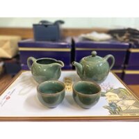 Bộ ấm chén sứ pha trà đạo 09 món men ngọc lục bảo sang trọng