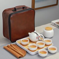 Bộ ấm chén sứ pha trà du lịch kèm túi như hình