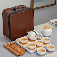 Bộ ấm chén sứ pha trà du lịch kèm túi như hình