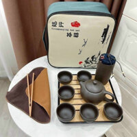 Bộ ấm chén sứ pha trà du lịch kèm túi gọn gàng tiện lợi, Bộ Ấm Chén Uống Trà Cao Cấp