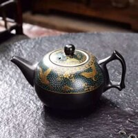 Bộ Ấm Chén Trà Bằng Gốm Sứ Màu Đen Cổ Điển 230ml l8xj