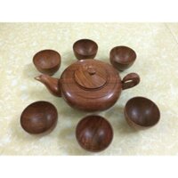 Bộ ấm chén trà gỗ hương liền khối