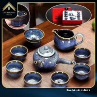 Bộ ấm chén trà gốm sứ men hỏa biến cao cấp