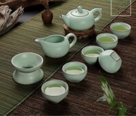 Bộ ấm chén trà sứ men ngọc
