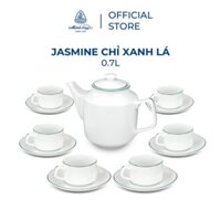 Bộ Ấm, Chén Trà Sứ Minh Long 0,7 L - Jasmine - Chỉ Xanh Lá đồ sứ cao cấp gia dụng thông minh, tiện ích