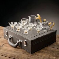 Bộ ấm chén Trà thủy tinh pha Lê sang trọng làm quà tặng