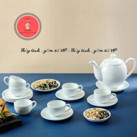 Bộ ấm chén trắng gốm sứ Bát Tràng cao cấp giá rẻ