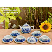 Bộ ấm chén trúc lâm thất hiền-Bộ ấm trà, ấm chén giả cổ gốm sứ Bát tràng vẽ Trúc Lâm Thất Hiền tách trà hàng cao cấp