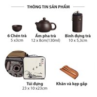 Bộ Ấm Chén Tử Sa Du Lịch Bộ Bình Trà Gốm Sứ 10 Món Tặng Kèm Túi Khăn Lau Cao Cấp (hangtieudung8990)