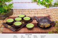 Bộ ấm chén tử sa khay chữ nhật hoa vàng Bát Tràng