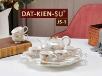 Bộ Ấm Chén Tử Sa Màu Vân Đá Đế Xoay 360 Độ. ấm chén pha trà. bộ ấm trà mạn
