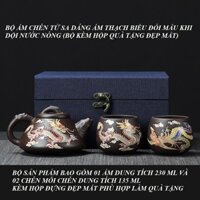 Bộ Ấm Chén Tử Sa Nghi Hưng Họa Tiết Rồng Phượng Đổi Mầu Khi Gặp Nước Nóng Kèm Hộp Quà Đẹp Mắt