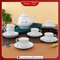 Bộ Ấm Chén Uống Trà 13 Món Sứ Trắng Sang Trọng Noritake Nhật Bản (Ấm 780ml, Tách 100ml) | Galaxy L554l-T014s