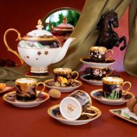 Bộ ấm chén uống trà 13 món (tách trà 90ml) sứ xương Nhật Bản cao cấp | Shikisai Rondo 4656J - T014S