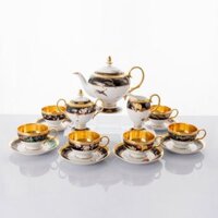 Bộ ấm chén uống trà 15 món (tách trà 240ml) sứ xương Nhật Bản cao cấp | Shikisai Rondo 4656J - T017A