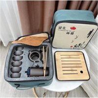 Bộ Ấm Chén Uống Trà, Bộ Ấm Chén Trà Đạo Kèm Khay Có Túi Đựng Xách Tay Dùng Làm Quà Tặng