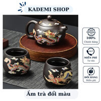 Bộ ấm chén uống trà đổi màu long phụng KADEMI HA471