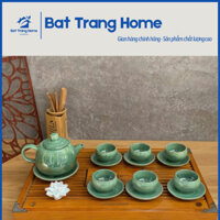 Bộ Ấm Chén Uống Trà Men Hỏa Biến Xanh Ngọc- Gốm Sứ Bát Tràng