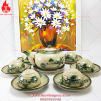 Bộ Ấm Chén Uống Trà Nhật Đào Xanh Chuẩn Bát Tràng