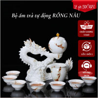 Bộ ấm chén uống trà Rồng men Ngọc cao cấp, Bộ ấm trà đạo, Bộ ấm trà phong cách Tân Cổ Điển, hàng nhập khẩu