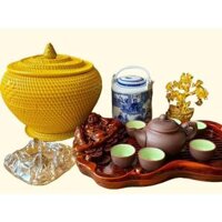 Bộ ấm chén uống trà, thưởng trà 6 món Bát Tràng cho bàn uống nước, phòng khách bền đẹp sang trọng