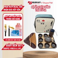 Bộ Ấm Chén Uống Trà Tử Sa 12 Món, 6 Chén Trà, Bộ Ấm Trà Có Túi Đựng Xách Tay Dùng Nơi Làm Việc, Đi Công Tác, Du Lịch