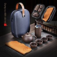 Bộ Ấm Chén Uống Trà Tử Sa 6 Chén 4 Chén Bộ Ấm Chén Trà Đạo Sứ Thanh Kèm Túi Đựng Xách Tay Vô Cùng Tiện Lợi