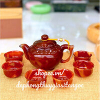 Bộ ấm chén uống trà vip hộp đa mã nao tây tang vân hoa siêu đẹp 6 chén và 1 ấm đế gỗ(full hộp)