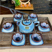 🎁Bộ Ấm Chén Uống Trà🎁Men Hoả Biến Hồng Phấn NNƯT Tô Thanh Sơn - Gốm sứ Bát Tràng Cao Cấp