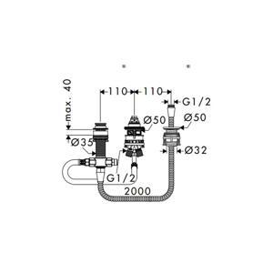 Bộ âm cho bộ trộn bồn tắm 3 lỗ Hansgrohe 589.52.401