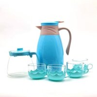 Bộ ấm giữ nhiệt - Bộ chén uống trà màu hồng