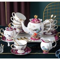 Bộ Ấm Pha Trà Sứ Xương. Bộ tách pha trà sứ xương cao cấp kèm hộp quà tặng vali.