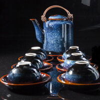 Bộ Ấm Tích Men Xanh Hoả Biến Cao Cấp ACTX1 - Bộ ấm trà - bộ ấm chè - Gốm sứ cao cấp Bát Tràng