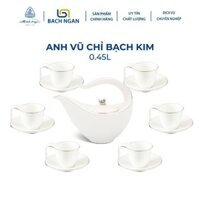 Bộ Ấm Trà 0.45L -  Anh Vũ - Chỉ Bạch Kim - Gốm sứ cao cấp Minh Long I