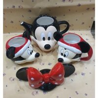 Bộ Ấm trà & 2 cốc Disney Mickey & Minnie Mouse - Disney Mickey & Minnie Mouse Kitchen Teapot & Mugs