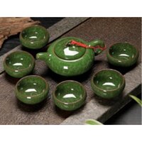 Bộ Ấm Trà 6 Chén Men Ngọc Bích Hình Cá 3D
