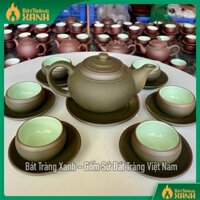 Bộ Ấm Trà Bát Tràng Búp Sen Xanh Chỉ Men Ngọc - NNƯT Vương Mạnh Tuấn - Ấm Chén Uống Trà Bát Tràng Cao Cấp
