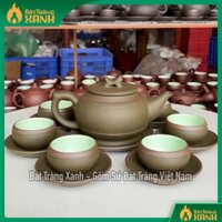 Bộ Ấm Trà Bát Tràng Trống Đai Xanh Chỉ Men Ngọc - NNƯT Vương Mạnh Tuấn - Ấm Chén Tử Sa Bát Tràng Cao Cấp