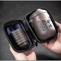 Bộ Ấm Trà Di Động , Mang theo du lịch Nhỏ gọn - Tiện lợi, Gốm Tráng Men, Thiết Kế Thủ Công