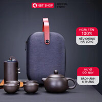 Bộ Ấm Trà Di Động Tử Sa, Hộp Sang Trọng Cho Trà Gốm Thủ Công