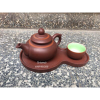 Bộ ấm trà độc ẩm dáng chóp tử sa gốm Bát Tràng