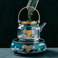 Bộ Ấm Trà, Dụng Cụ Nấu Trà Gia Dụng, Bếp Gốm Điện Tự Động, Công Suất Lớn, Ấm Đun Nước Thủy Tinh Dùng Kép Chịu Nhiệt Độ C