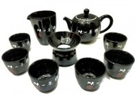 Bộ Ấm Trà Gốm Sứ Màu Đen Tráng Men Sang Trọng BAS350