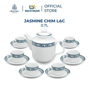 Bộ ấm trà gốm sứ Minh Long Jasmine Chim Lạc 0.7L
