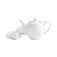 Bộ ấm trà gốm sứ Minh Long Camellia 0.5 L Hoa văn trắng - Chỉ Vàng chính hãng