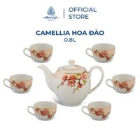 bộ ấm trà Hoa Đào Hồng gốm sứ Minh long - bộ ấm trà hoa đào hồng