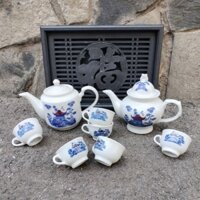 Bộ Ấm Trà Họa Tiết Ngôi Đình 8 Món Có 2 mẫu bình tùy khách chọn