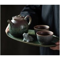 Bộ ấm trà Lotus Pond Moonlight , khay, ấm, 2 chén, chú ếch