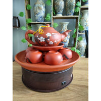 Bộ Ấm Trà Men Đất Nung, Chén Lòng Xanh, Rẻ, Đẹp, Bền Màu - Gốm Sứ Bát Tràng