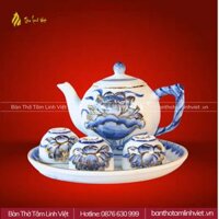 Bộ ấm trà men ngọc vẽ vàng 3 chén